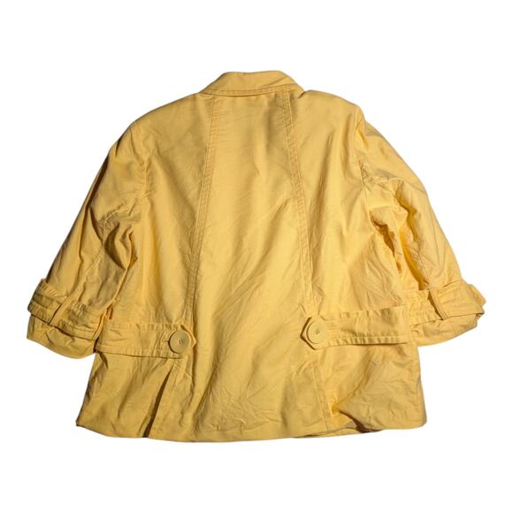Vtg Y2K Coldwater Creek Butter Yellow Textured Cotton 3/4 Sleeve Jacket 12 P - Picture 2 of 4